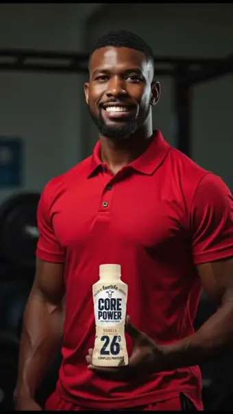 Avatar holding a protein drink